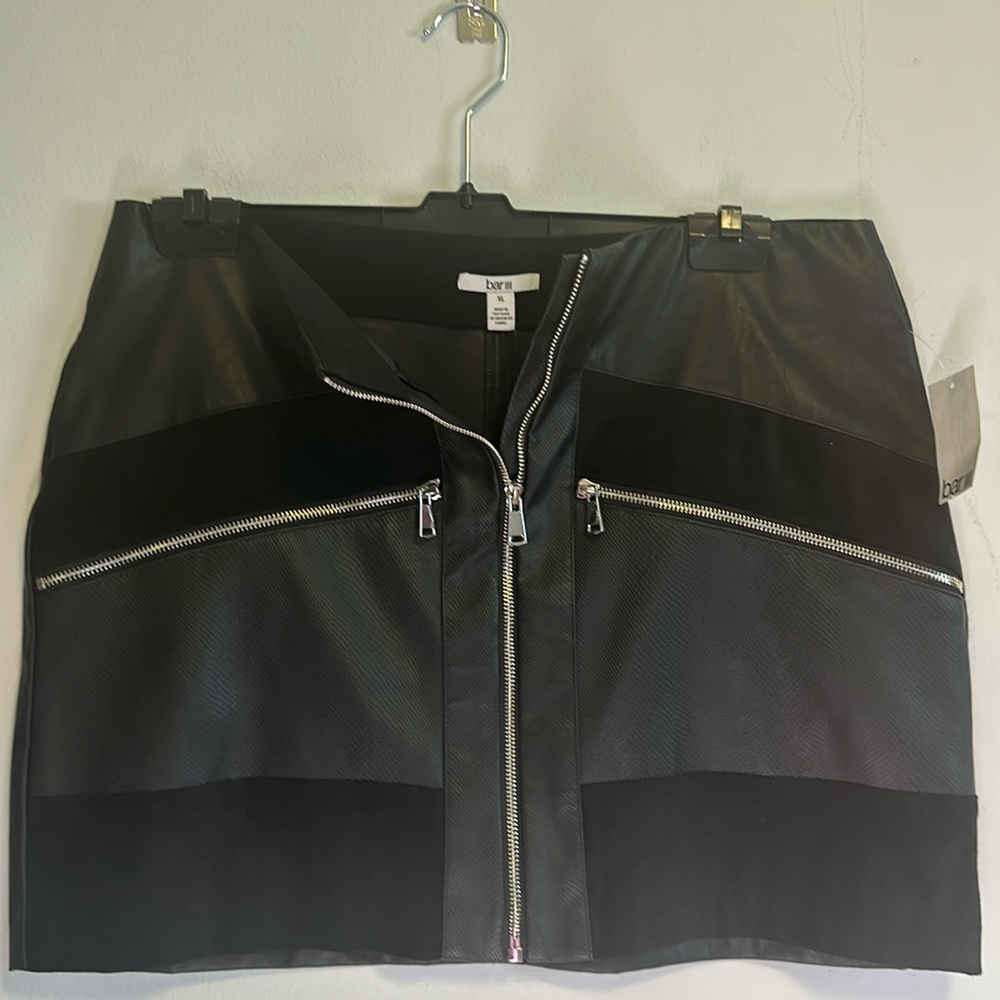 NWT Bar III Faux Leather and Suede mixed media mini skirt Sz XXL